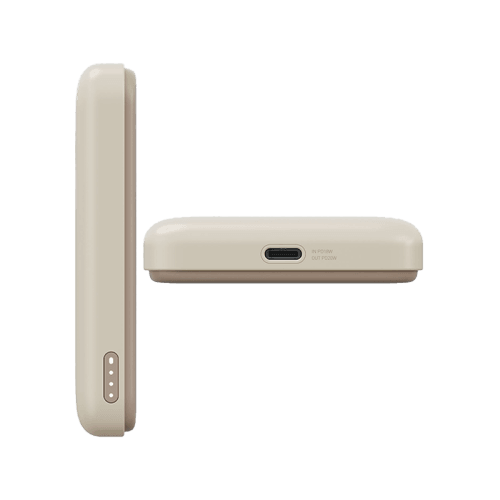 Bazic GoPower Snap 3-In-1 MagSafe with Apple Watch Charger 5000mAh Power Bank - Latte