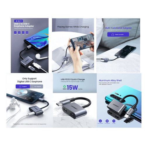 Ugreen USB-C to 2-Port USB-C Hub Converter - Black