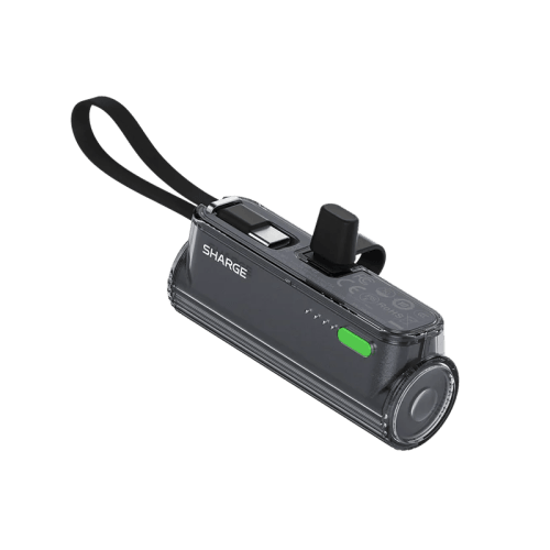 Sharge Flow Mini 2 USB-C With Built-in USB-C 5000mAh Power Bank - Black