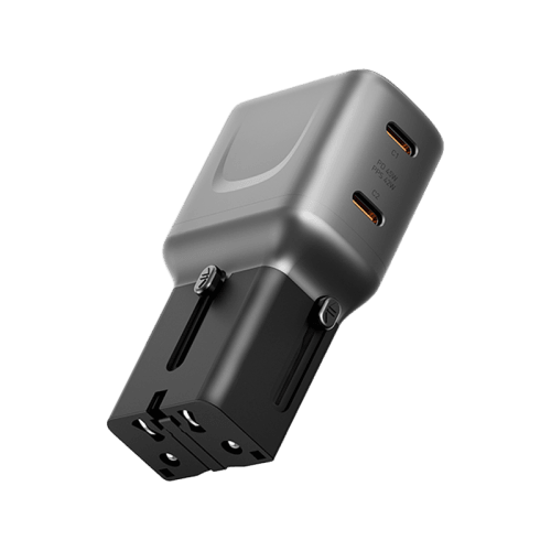 Energea TravelGo 2-Port USB-C 65W PD Travel Adapter - Gunmetal