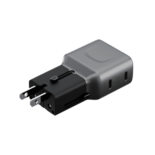 Energea TravelGo 2-Port USB-C 65W PD Travel Adapter - Gunmetal