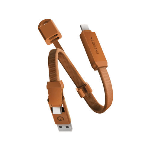 Energea Sheath Key 2-In-1 USB-C to USB-C With USB-A 480Mbps 60W Cable 15CM - Orange