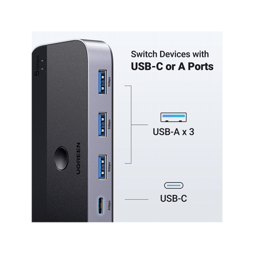Ugreen USB 3.0 Sharing Switch 2 In 4 Out - Black