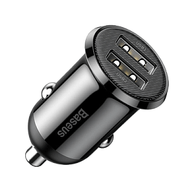 Baseus Gain Pro 2-Port USB-A Car Charger - Black