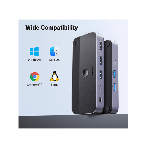 Ugreen USB 3.0 Sharing Switch 2 In 4 Out - Black