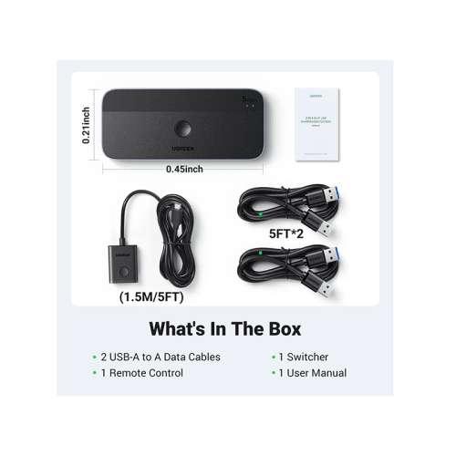 Ugreen USB 3.0 Sharing Switch 2 In 4 Out - Black