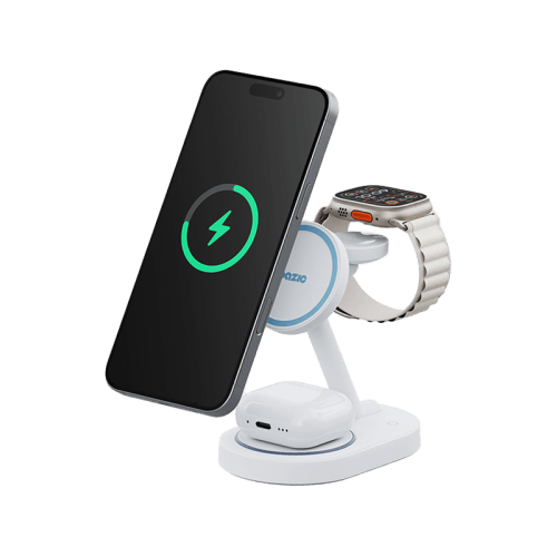 Bazic GoMag Station 2 3 in 1 Wireless Charger With Apple Watch & Airpods Charging - White