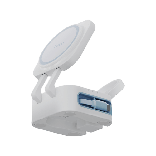 Bazic GoMag Station Mini 3 in 1 Foldable Magnetic Wireless Charger With Apple Watch & Airpods Charging - White