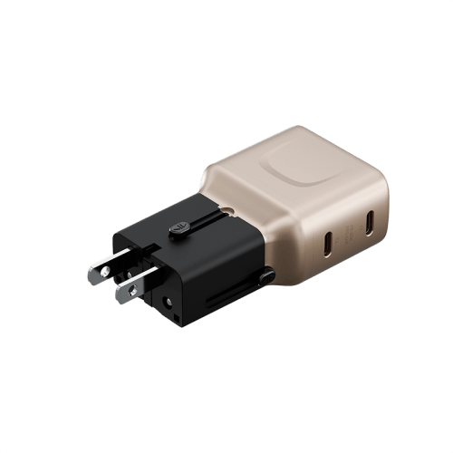 Energea TravelGo 2 Port USB-C 45W PD Travel Adapter - Gold Black