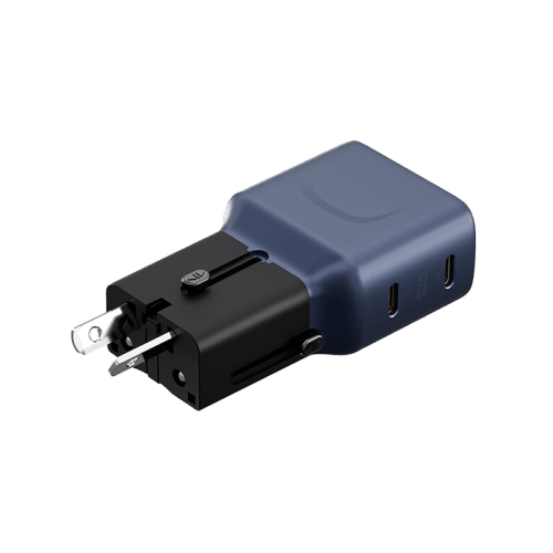 Energea TravelGo 2 Port USB-C 45W PD Travel Adapter - Blue Black