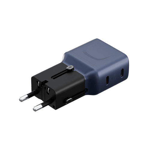 Energea TravelGo 2 Port USB-C 45W PD Travel Adapter - Blue Black