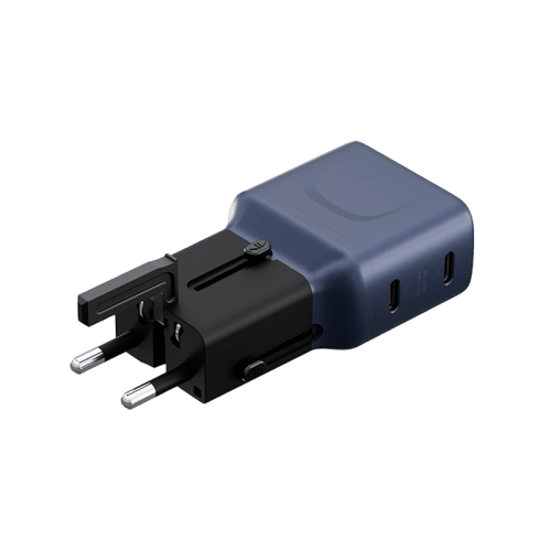 Energea TravelGo 2 Port USB-C 45W PD Travel Adapter - Blue Black