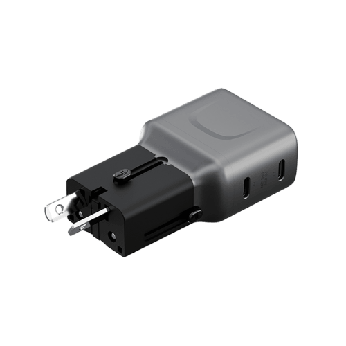 Energea TravelGo 2 Port USB-C 45W PD Travel Adapter - Gunmetal Black
