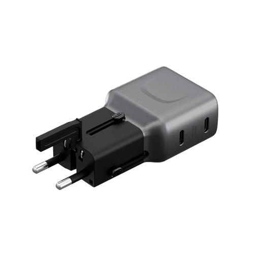 Energea TravelGo 2 Port USB-C 45W PD Travel Adapter - Gunmetal Black
