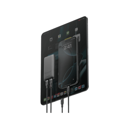 Energea TravelWorld Edge 65 2 Port USB-C 65W Travel Adapter - Gunmetal