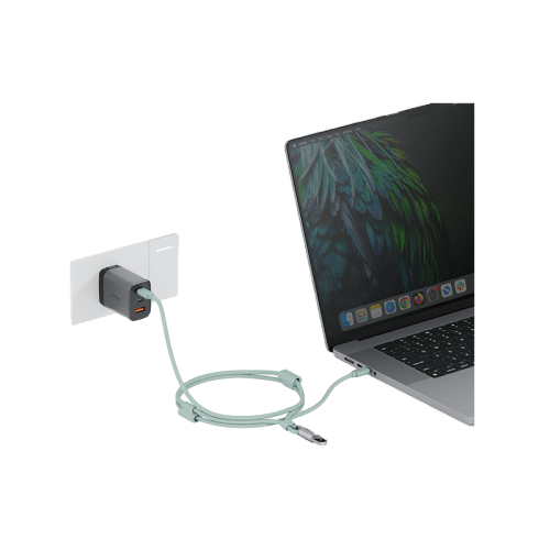 Energea Lasso 2-In-1 USB-C to USB-C 240W 480Mbps Lanyard With Charging Cable 1.5M - Sage