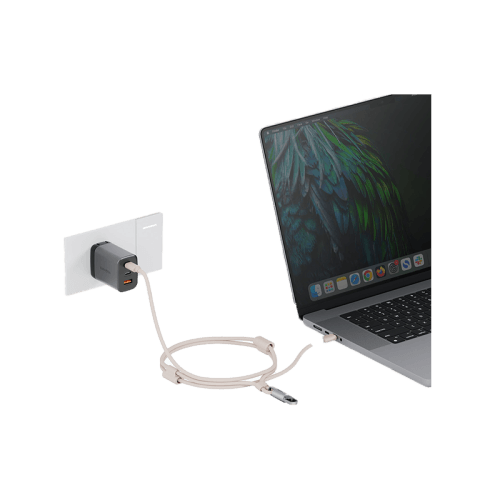 Energea Lasso 2-In-1 USB-C to USB-C 240W 480Mbps Lanyard With Charging Cable 1.5M - Sand