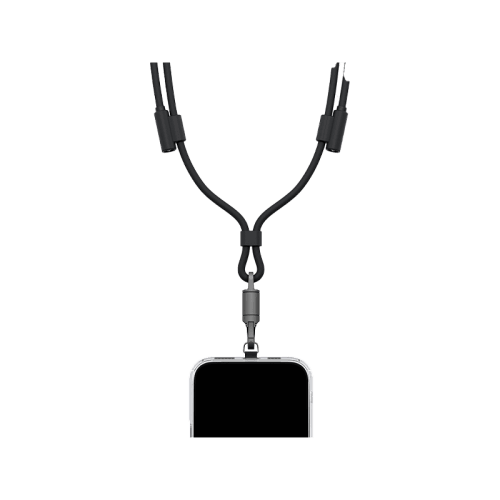 Energea Lasso 2-In-1 USB-C to USB-C 240W 480Mbps Lanyard With Charging Cable 1.5M - Black