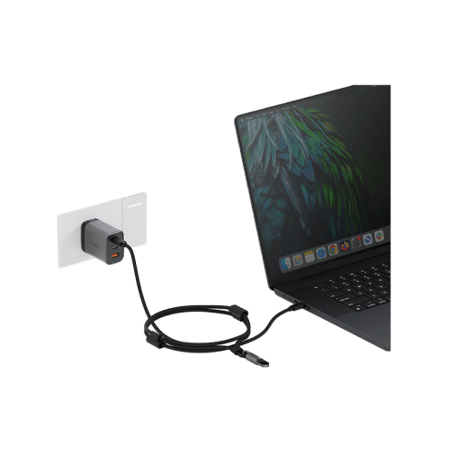 Energea Lasso 2-In-1 USB-C to USB-C 240W 480Mbps Lanyard With Charging Cable 1.5M - Black