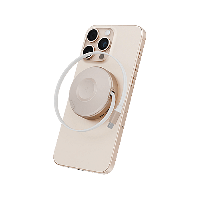 Energea MagDuo Arc 2 In 1 MagSafe Charger With Apple Watch Charger With Retractable USB-C Cable - Gold