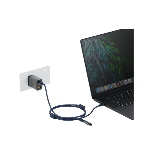 Energea Lasso 2-In-1 USB-C to USB-C 240W 480Mbps Lanyard With Charging Cable 1.5M - Blue