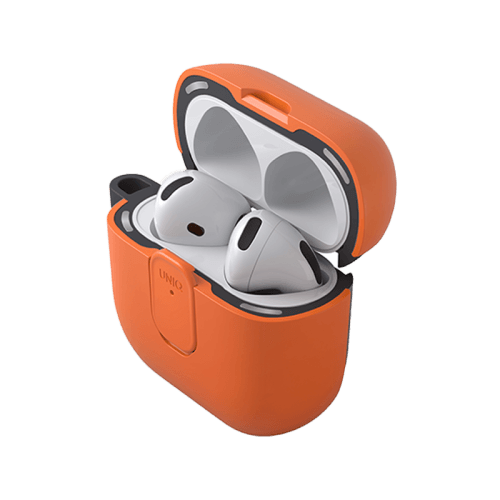 Uniq Clyde Lock Case for Airpods 4th Gen - Volt Orange & Charcoal