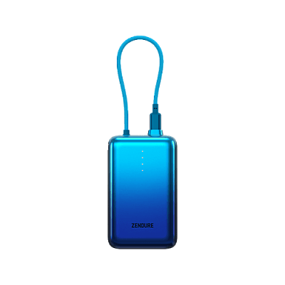 Zendure SuperMini Pro 30W 20,000mAh Power Bank With Built-In USB-C Cable - Blue
