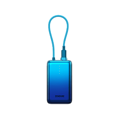 Zendure SuperMini Pro 30W 10,000mAh Power Bank With Built-In USB-C Cable - Blue