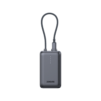 Zendure SuperMini Pro 30W 10,000mAh Power Bank With Built-In USB-C Cable - Grey