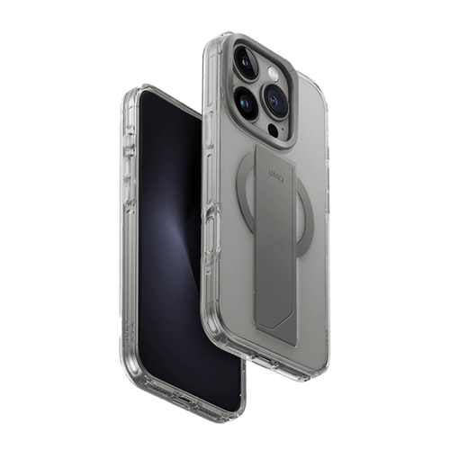 Uniq Hybrid Heldro Max MagSafe Case with Camera Stand for iPhone 16 Pro Max – Lucent Clear