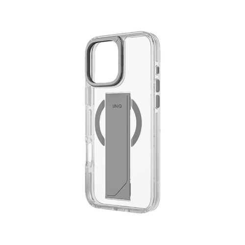 Uniq Hybrid Heldro Max MagSafe Case with Camera Stand for iPhone 16 Pro Max – Lucent Clear