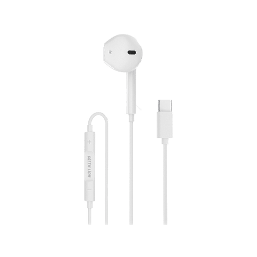 Green Lion Single Mono Earphone With USB-C Connector - White