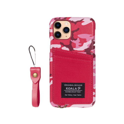Torrii Koala-P Case with Two Card Slots And Finger Strap For iPhone 11 Pro-Pink