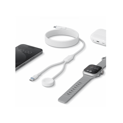 Bazic GoCharge Deuce USB-C to USB-C With Apple Watch Charger 60W 480Mbps Cable 1.8M - White