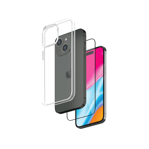 Smart Premium Bundle Case + Screen Protector for iPhone 15 - Clear