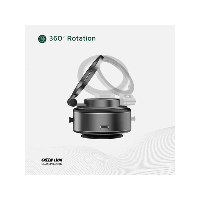 Green Lion GX-29 360° Rotation MagSafe Auto Suction Phone Holder - Matte Black