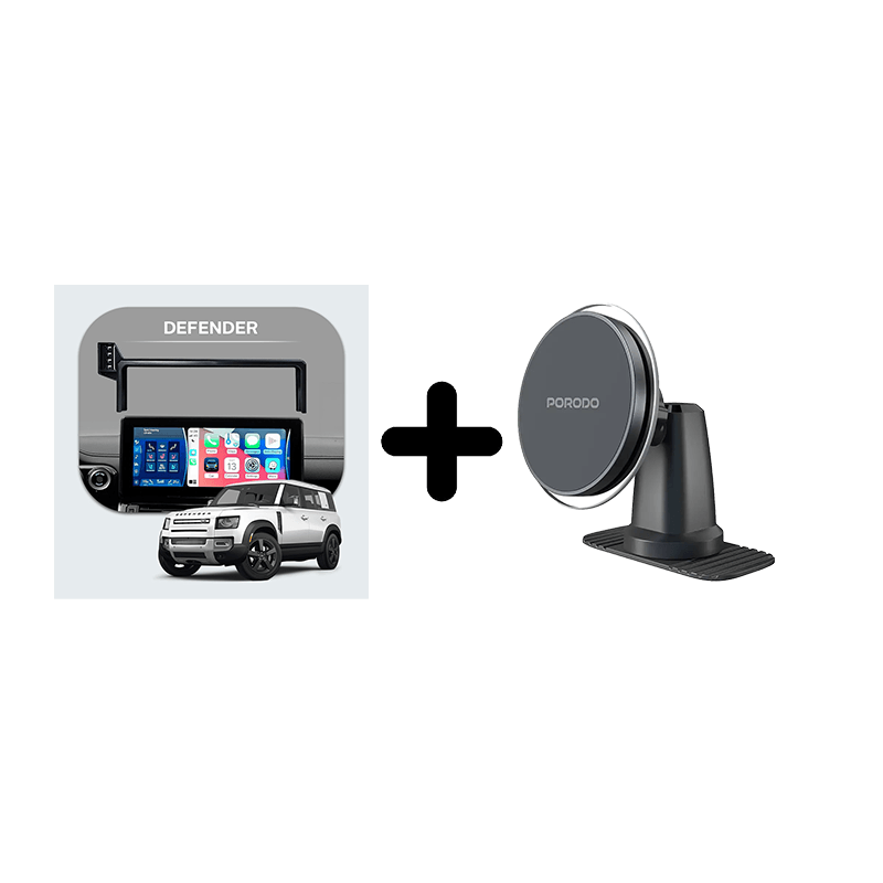 Bundle - Car Mount Screen Frame for Defender (2022-2025) + Porodo 2 In 1 Magsafe Car Mount - Black