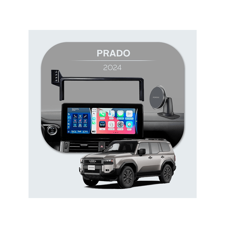 Bundle - Car Mount Screen Frame for Prado (2024-2025) + Porodo 2 In 1 Magsafe Car Mount - Black