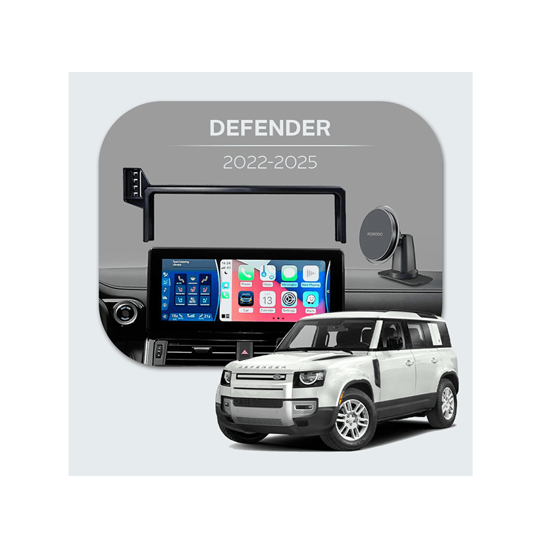 Bundle - Car Mount Screen Frame for Defender (2022-2025) + Porodo 2 In 1 Magsafe Car Mount - Black