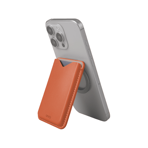 Uniq Lyden Evo Wallet Magnetic Snap-on Stand With Card Holder for iPhone - Terracotta