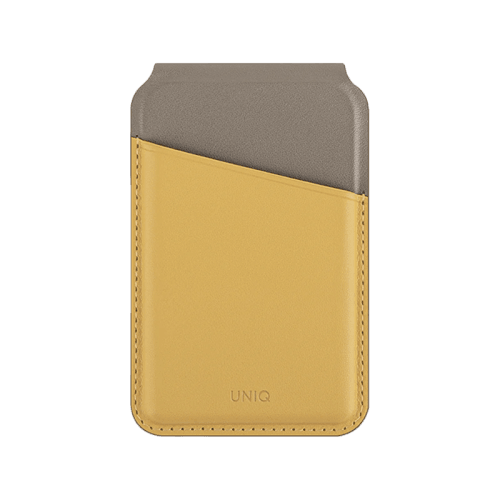 Uniq Lyden DS RFID-Blocking Magnetic Snap-on Stand With Card Holder - Canary Yellow / Flint Grey