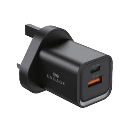 Engage 1 - Port USB-C PD and 1 - Port USB-A 33W Wall Charger - Black