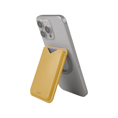 Uniq Lyden Evo Wallet Magnetic Snap-on Stand With Card Holder for iPhone - Canary Yellow