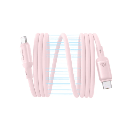Baseus PicoGo USB-C to USB-C Magnetic Liquid Silicone 240W Fast Charging Cable 1m - Baby Pink