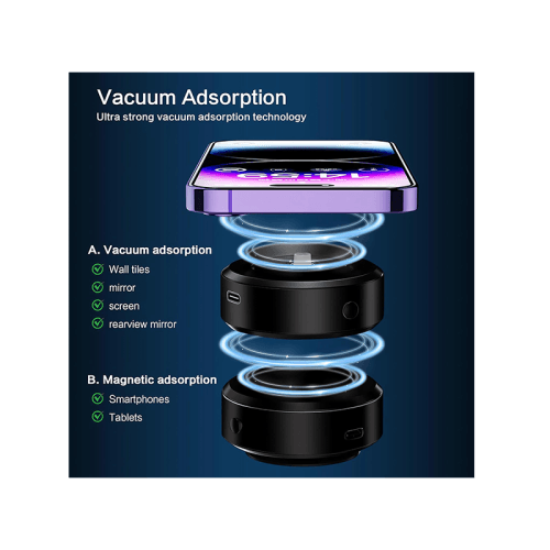 Sky Vacuum Suction Magnetic Phone Holder Without Gravity - Black