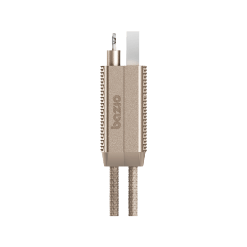 Bazic GoCharge Alucable 4 in 1 Input USB A and USB-C to Output USB-C and Lightning Cable 15cm - Gold