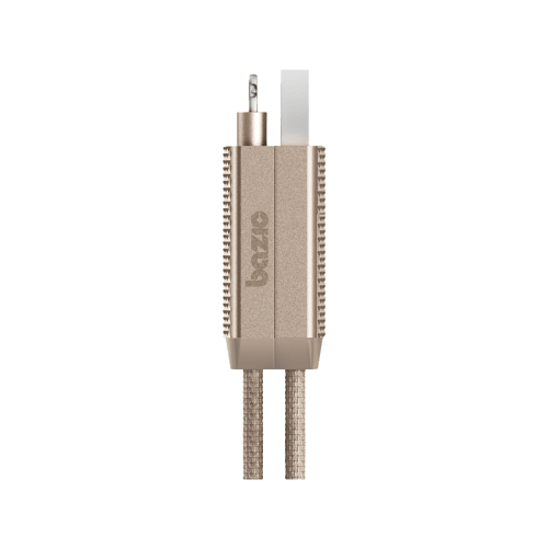 Bazic GoCharge Alucable Aluminium 4 in 1 Input USB-A and USB-C to Output USB-C and Lightning Cable 1m - Gold