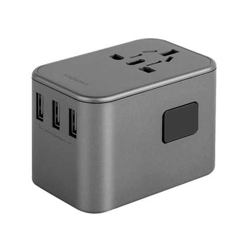 Energea Travelworld 2-Port USB-C and 3-Port USB-A 35W PD Travel Adapter - Gunmetal