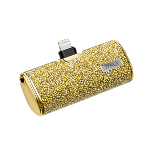 iWALK Bling Secret 4500mAh Portable Power Bank With Built-In Lightning Connector - Sparkly Diamond Gold