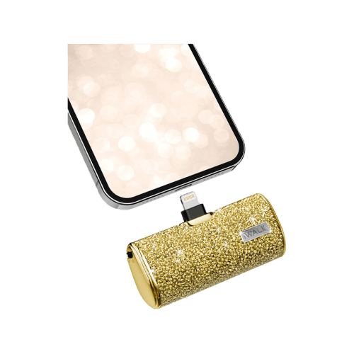 iWALK Bling Secret 4500mAh Portable Power Bank With Built-In Lightning Connector - Sparkly Diamond Gold